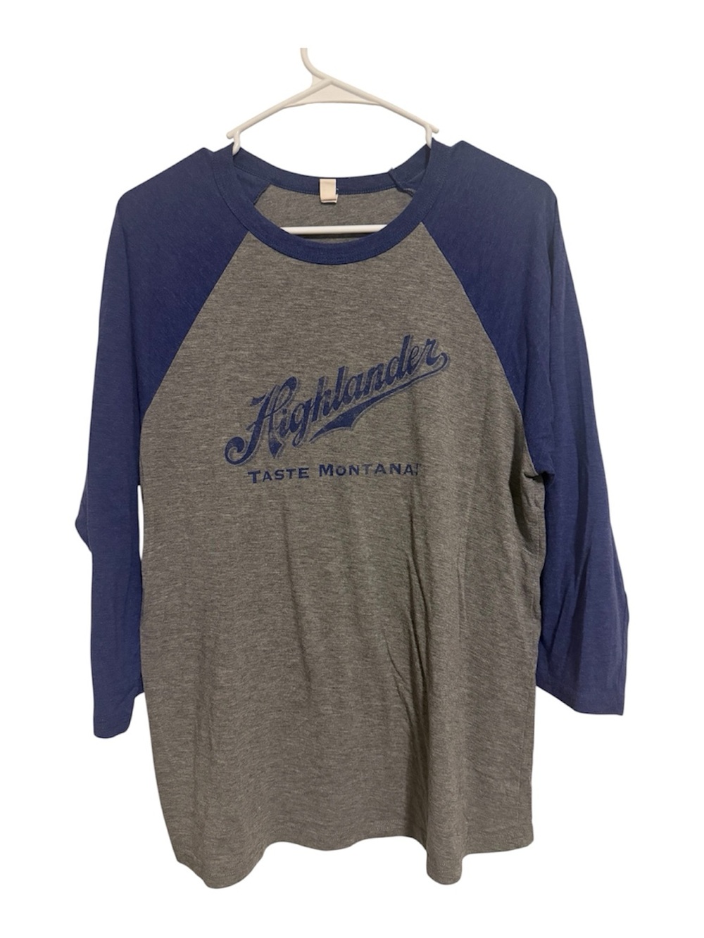 Bella Canvas Grey & Blue Montana Brewery Highlander 3/4 sleeve